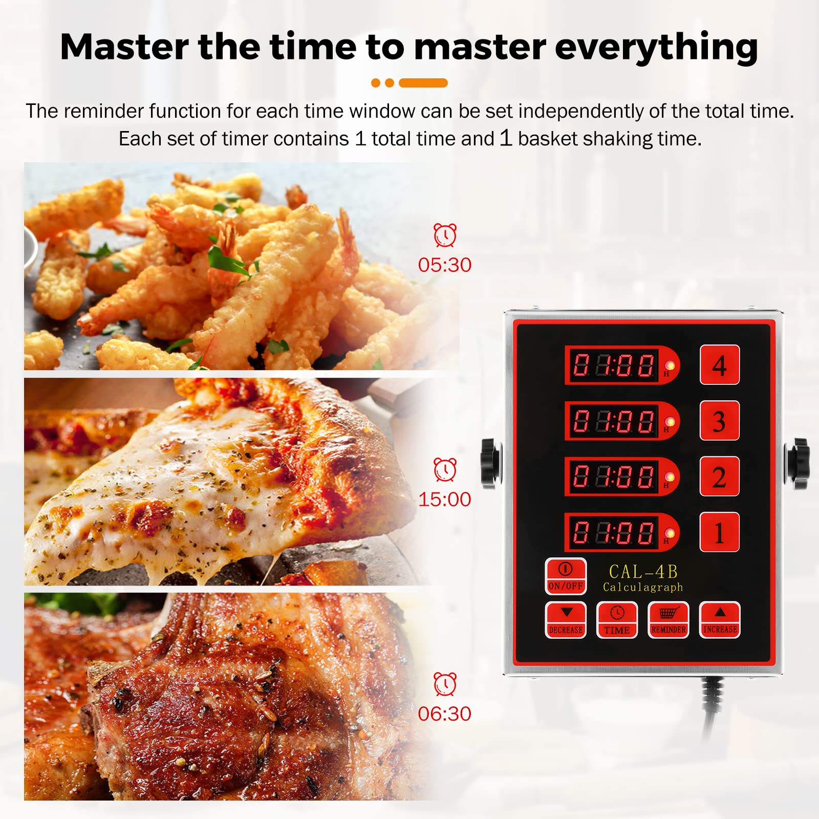 Beamnova 4 Channel Digital Kitchen Timer Cooking Loud Alarm Stainless Steel Clock Hours And Minutes Seconds Volume Control Elect